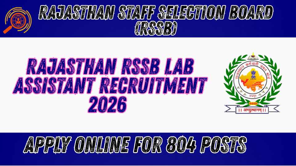 Rajasthan RSSB Lab Assistant Recruitment 2026 Apply Online for 804 Posts